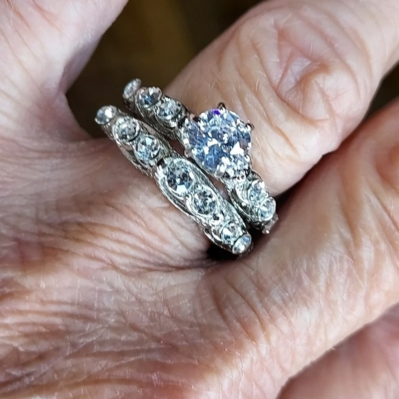 Women's engagement set size 8 new cubic zirconia silver tone co… - Picture 8 of 12